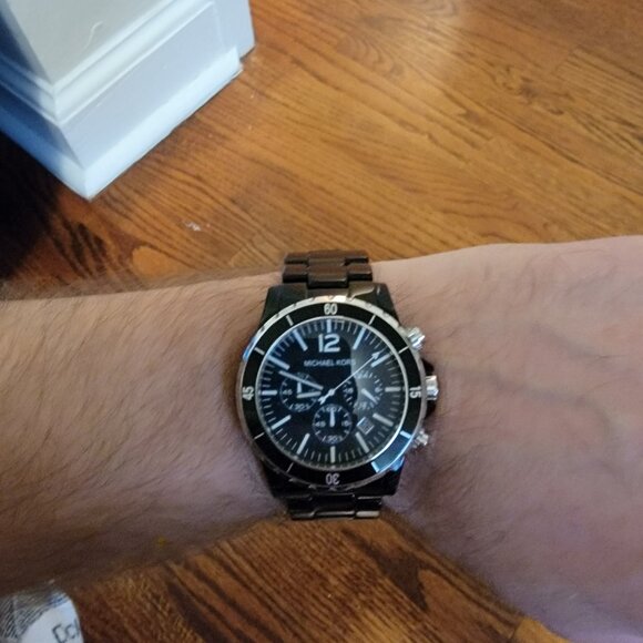 Michael Kors Men's Chronograph Quartz Watch, Black Case, Black Face, MK-8128 - Picture 8 of 9